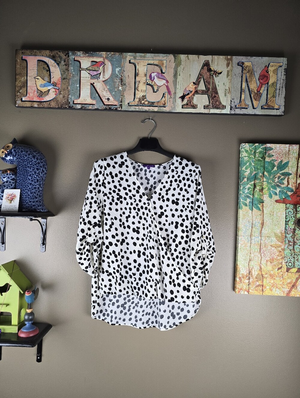 West Kei Faux Wrap High Low Top Medium Polka Dot Medium